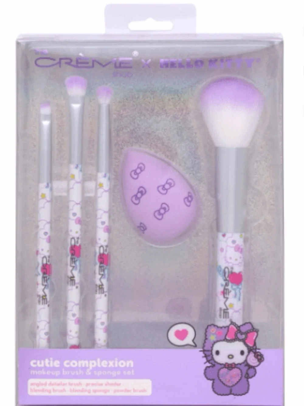 Hello Kitty Lavender Kids Makeup Brush & Sponge Set